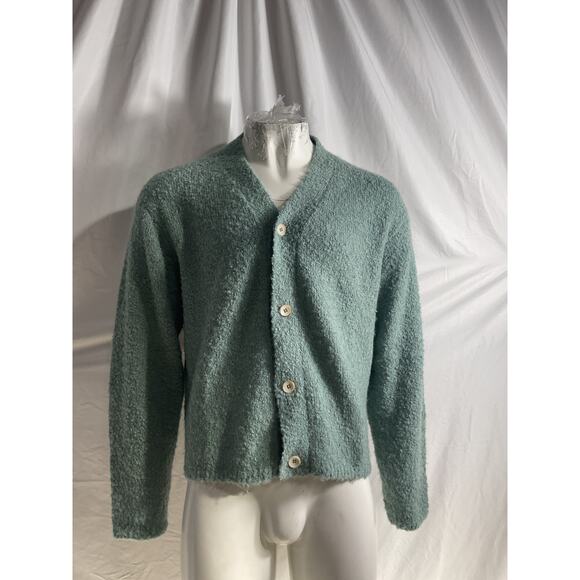 The Elder Statesman 'Oversized' Green Cashmere, Alpaca And Silk-Blend Boucl� - Picture 2 of 5